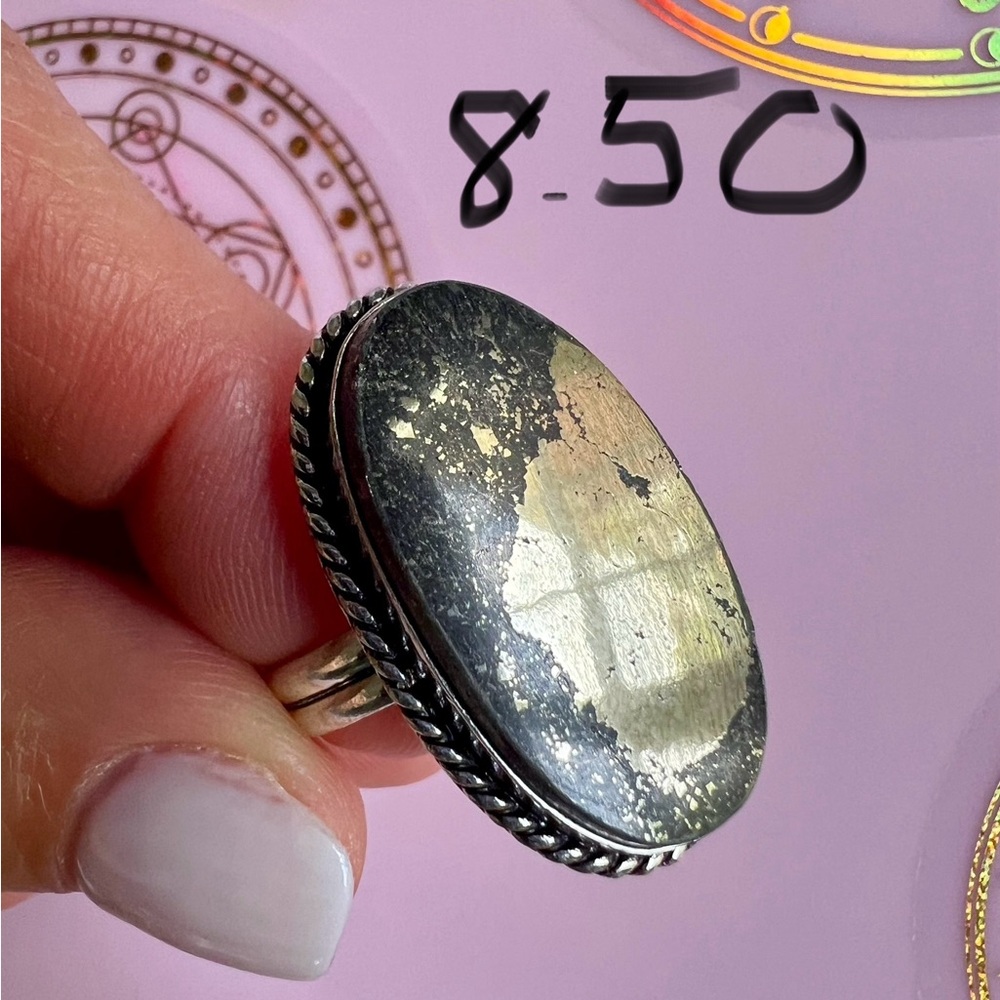 925 You Choose! Abundance Pyrite Ring 6, 6.5, 8.25, 8.5 - Picture 4 of 8